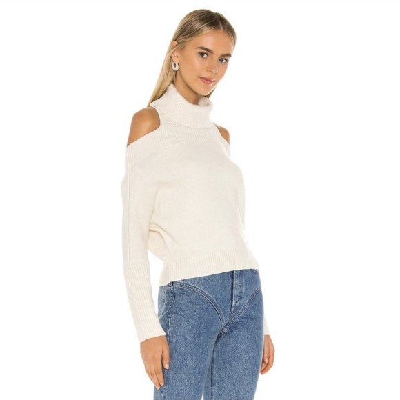 LOVERS + FRIENDS Ansia Cream Cut-Out Shoulder Turtleneck Sweater - Picture 2 of 12